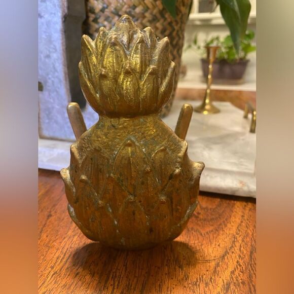 Vintage Solid Brass Pineapple Letter Organizer Napkin Holder Office Decor - Picture 1 of 5